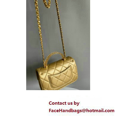 Chanel Lambskin, Resin  &  Gold-Tone Metal Mini Flap Bag with Top Handle AS4847 Gold 2024